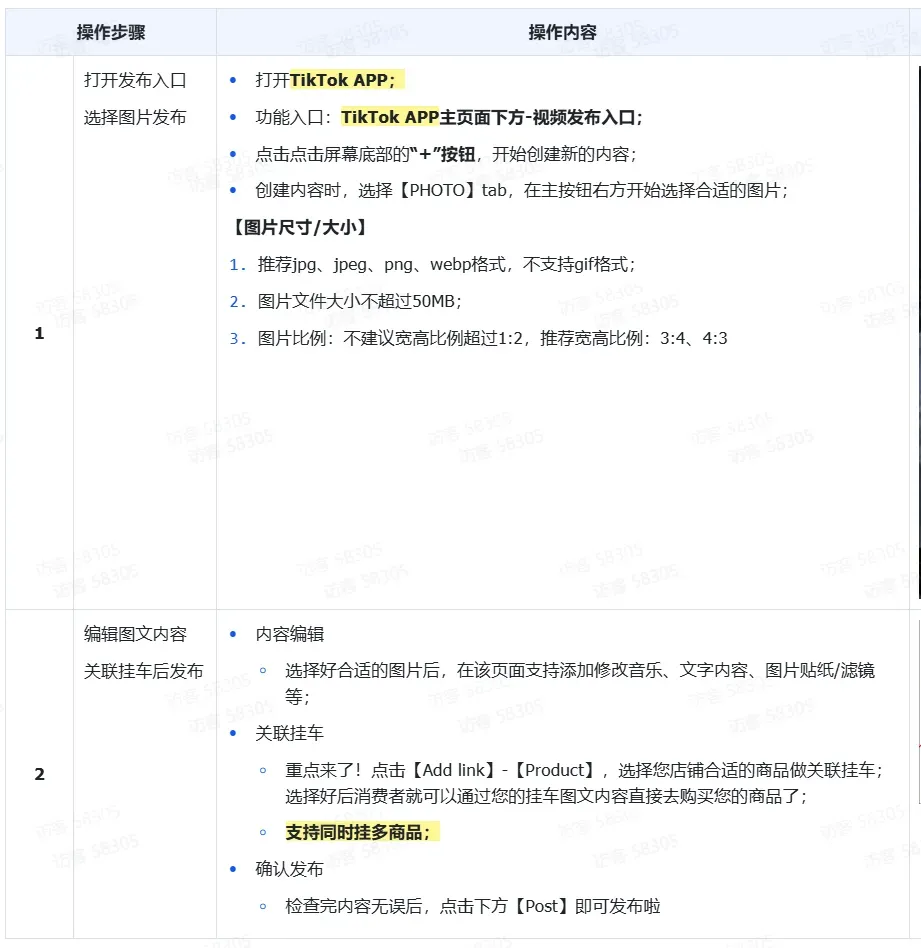 TikTok Shop【POP】图文挂车功能 操作手册